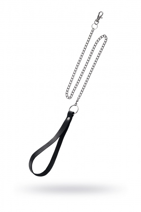 Поводок с ручкой из черной натуральной кожи и карабином для ошейника - Pecado - купить с доставкой в Королеве