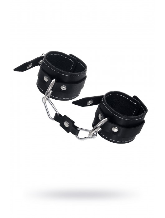 Черные двухслойные наручники с белой строчкой - Pecado - купить с доставкой в Королеве