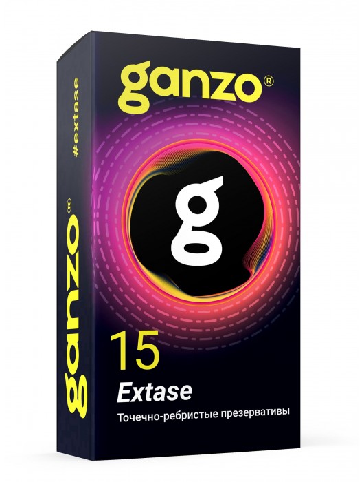 Презервативы анатомической формы с точечной и ребристой структурой Ganzo Extase - 15 шт. - Ganzo - купить с доставкой в Королеве