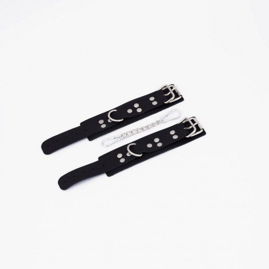 Черные кожаные наручники с регулируемыми ремешками - Crazy Handmade - купить с доставкой в Королеве