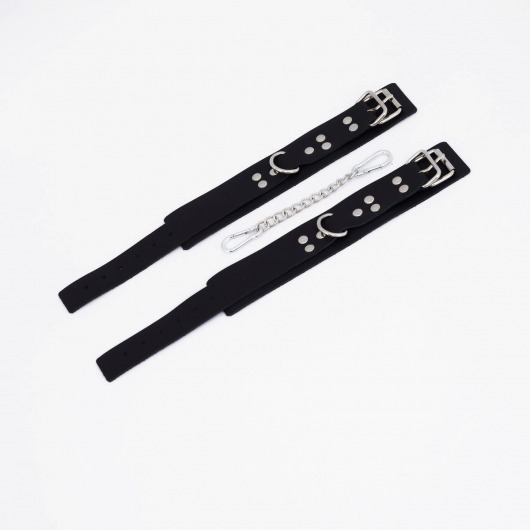 Черные кожаные оковы с регулируемыми ремешками - Crazy Handmade - купить с доставкой в Королеве