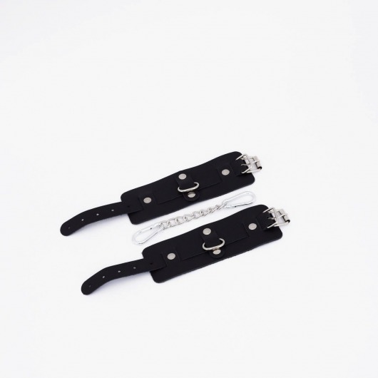 Черные кожаные наручники с хромированной фурнитурой - Crazy Handmade - купить с доставкой в Королеве