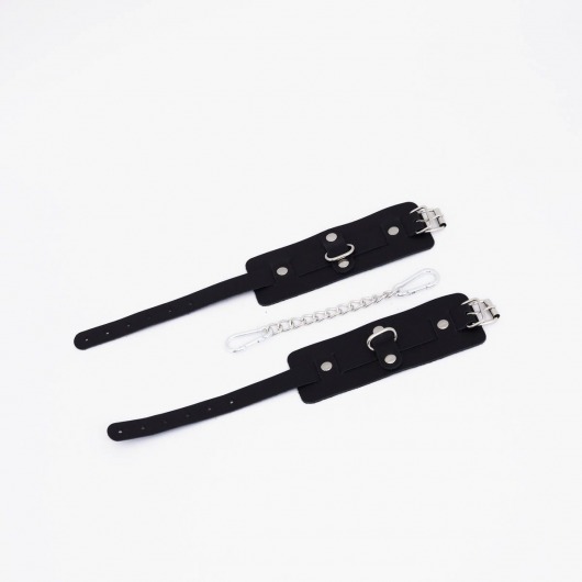 Черные кожаные оковы с хромированной фурнитурой - Crazy Handmade - купить с доставкой в Королеве