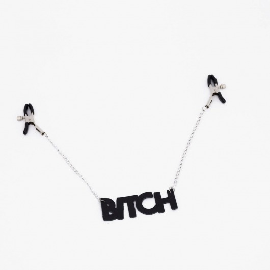 Зажимы на соски с кожаной подвеской Bitch - Crazy Handmade - купить с доставкой в Королеве