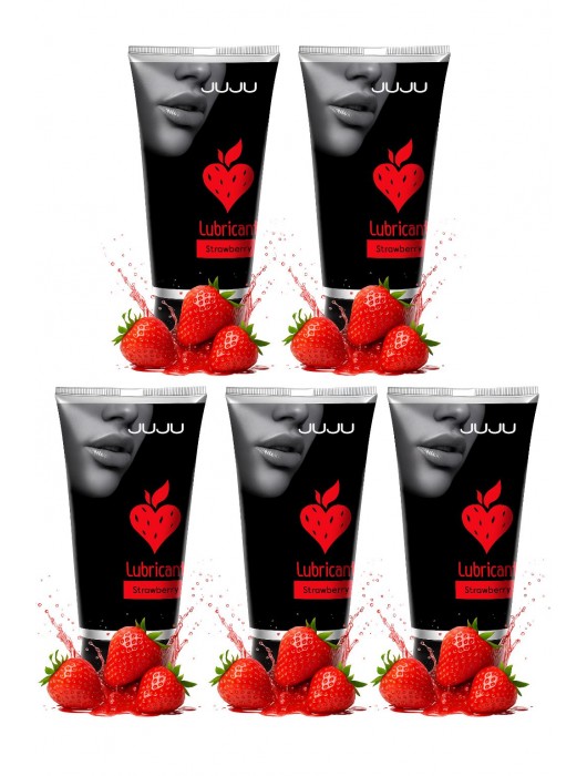Набор из 5 съедобных лубрикантов JUJU со вкусом клубники - JuJu - купить с доставкой в Королеве