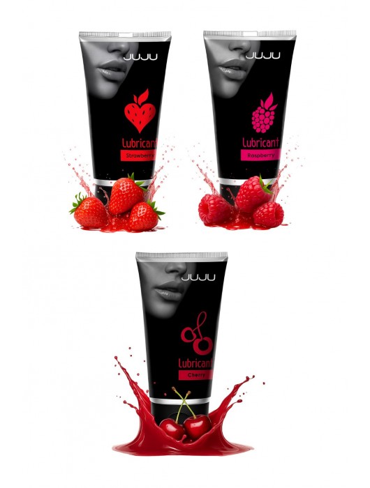 Набор из 3 съедобных лубрикантов JUJU (клубника, малина, вишня) - JuJu - купить с доставкой в Королеве