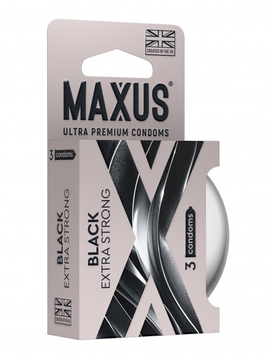 Черные утолщенные презервативы MAXUS Extra Strong с железным кейсом - 3 шт. - Maxus - купить с доставкой в Королеве