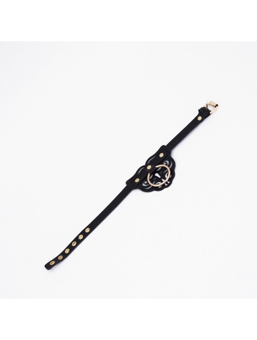 Черный чокер с клепками и золотистой фурнитурой - Crazy Handmade - купить с доставкой в Королеве