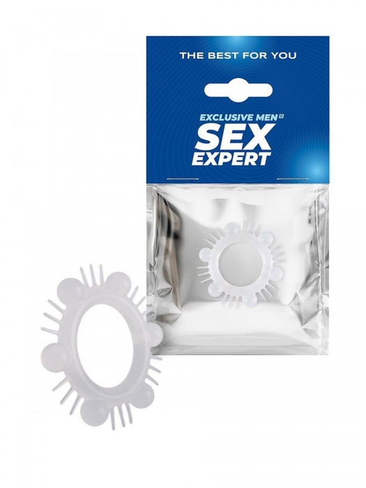 Эластичное эрекционное кольцо с шипиками и шариками - Sex Expert - в Королеве купить с доставкой