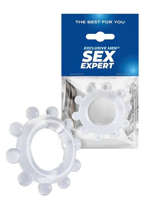 Прозрачное эрекционное кольцо со стимулирующими шариками - Sex Expert - в Королеве купить с доставкой
