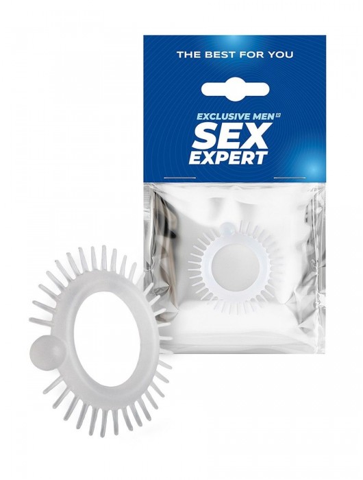 Эластичное эрекционное кольцо с шипиками и шариком - Sex Expert - в Королеве купить с доставкой