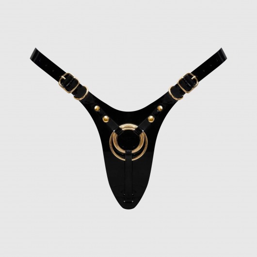 Черный пояс для фиксации насадок Strap-On-Me Leatherette Harness Fabulous - Strap-on-me - купить с доставкой в Королеве