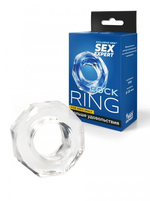 Прозрачное эрекционное кольцо в форме гайки - Sex Expert - в Королеве купить с доставкой