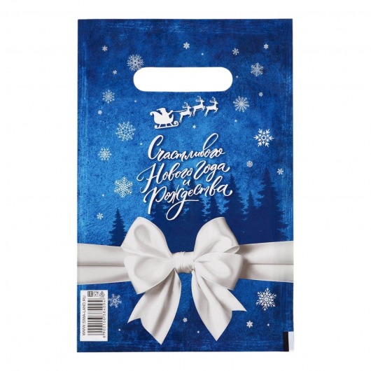 Сине-белый подарочный новогодний пакет с вырубной ручкой (20х30 см) - Сима-Ленд - купить с доставкой в Королеве