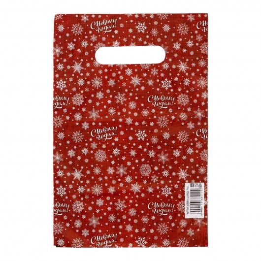 Красный подарочный новогодний пакет с вырубной ручкой (20х30 см) - Сима-Ленд - купить с доставкой в Королеве