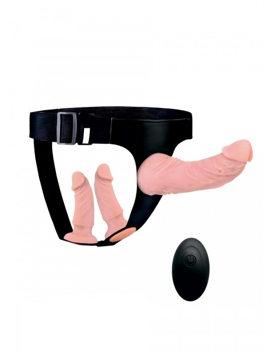 Женский страпон с 3 насадками и вибрацией - Erowoman-Eroman - купить с доставкой в Королеве