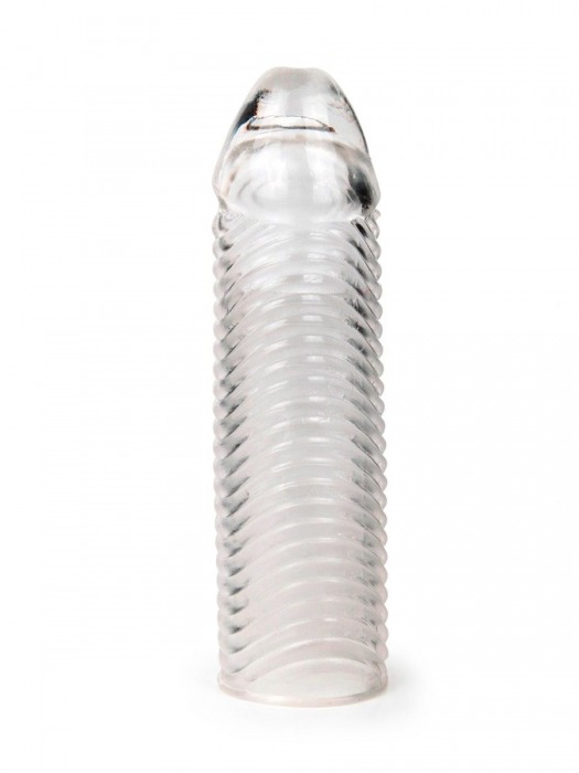 Прозрачная закрытая насадка на пенис с ребрышками - 16 см. - Sex Expert - в Королеве купить с доставкой