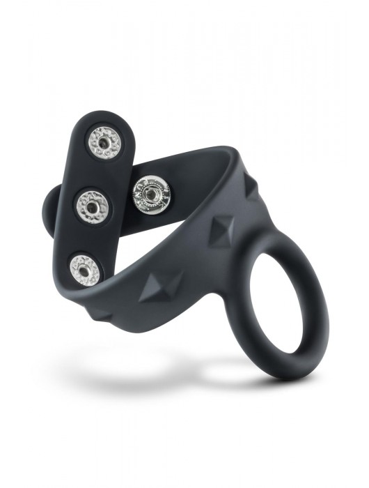 Черное эрекционное кольцо с подхватом мошонки на кнопках VS6 - Blush Novelties - в Королеве купить с доставкой
