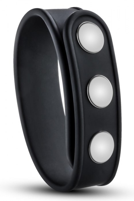 Черное эрекционное кольцо на кнопках - Blush Novelties - в Королеве купить с доставкой