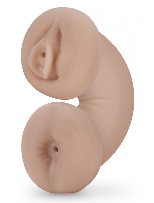 Телесный люминесцентный двусторонний мастурбатор Tasha - Blush Novelties - в Королеве купить с доставкой