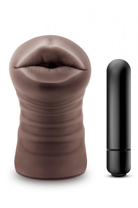Коричневый мастурбатор-ротик Krystal Vibrating Masturbator - Blush Novelties - в Королеве купить с доставкой