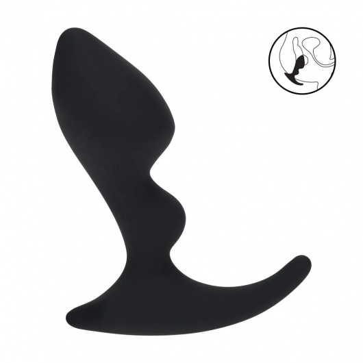 Черная анальная пробка для массажа простаты Double Ripple Silicone Prostate Massager - Shots Media BV - в Королеве купить с доставкой