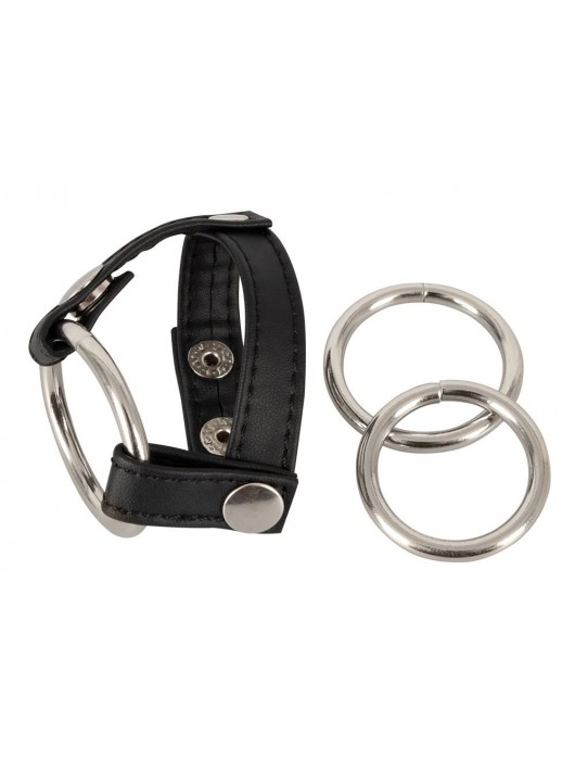 Подхват для мошонки с 3 съемными эрекционными кольцами Leder-Riemen - Orion - в Королеве купить с доставкой