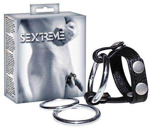 Подхват для мошонки с 3 съемными эрекционными кольцами Leder-Riemen - Orion - в Королеве купить с доставкой