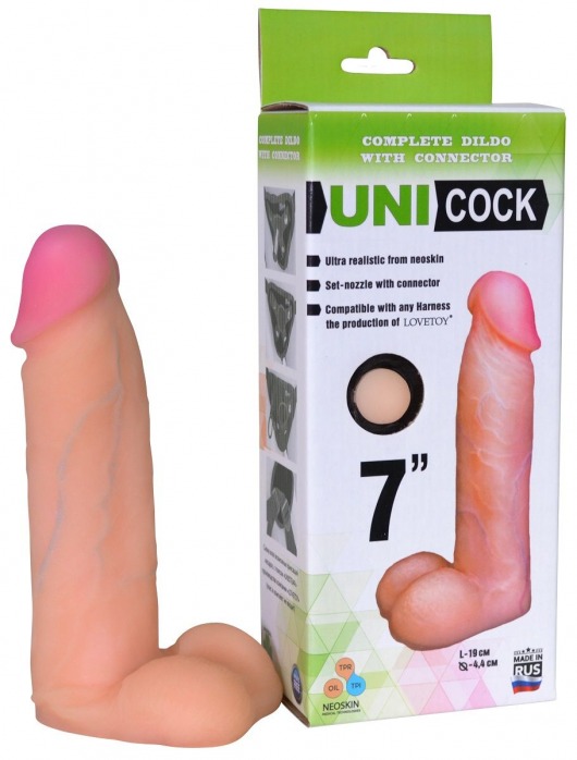 Фаллическая насадка Харнесс UNICOCK 7  - 19 см. - LOVETOY (А-Полимер) - купить с доставкой в Королеве