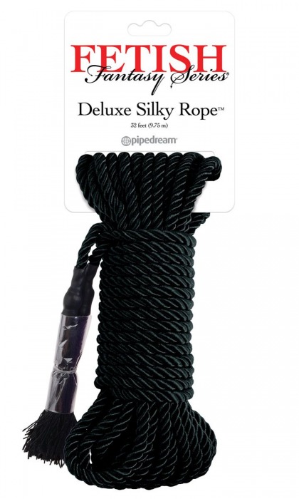 Черная веревка для фиксации Deluxe Silky Rope - 9,75 м. - Pipedream - купить с доставкой в Королеве
