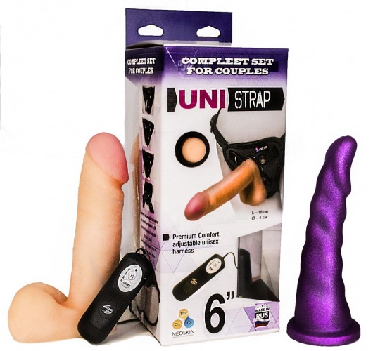 Вибрострапон с двумя насадками UniStrap - 18 и 18 см. - LOVETOY (А-Полимер) - купить с доставкой в Королеве