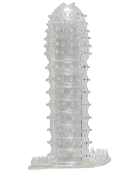 Гелевая прозрачная насадка c шипами - 12 см. - Toyfa Basic - в Королеве купить с доставкой