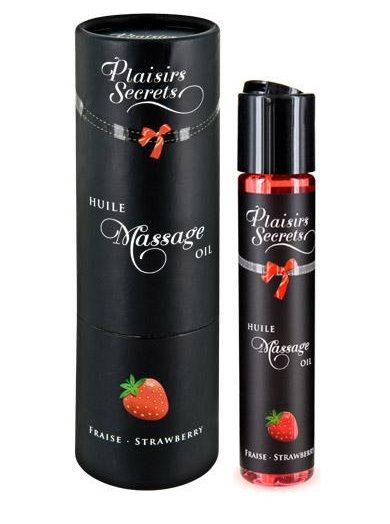 Массажное масло с ароматом клубники Huile de Massage Gourmande Fraise des Bois - 59 мл. - Plaisir Secret - купить с доставкой в Королеве