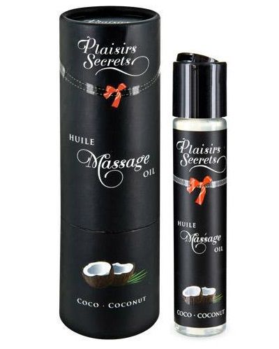 Массажное масло с ароматом кокоса Huile de Massage Gourmande Coco - 59 мл. - Plaisir Secret - купить с доставкой в Королеве
