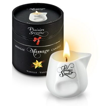 Массажная свеча с ароматом ванили Bougie Massage Gourmande Vanille - 80 мл. - Plaisir Secret - купить с доставкой в Королеве