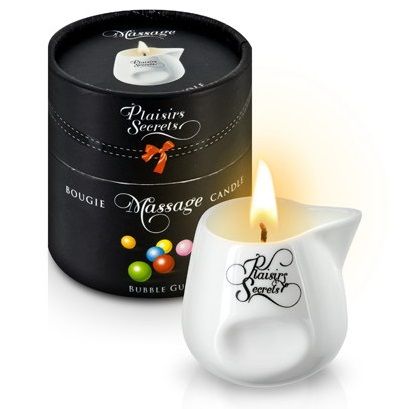 Массажная свеча с ароматом бубль-гума Bougie de Massage Gourmande Bubble Gum - 80 мл. - Plaisir Secret - купить с доставкой в Королеве