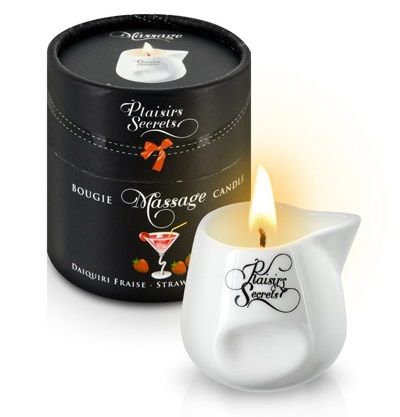Массажная свеча с ароматом клубничного дайкири Bougie de Massage Daikiri Fraise - 80 мл. - Plaisir Secret - купить с доставкой в Королеве