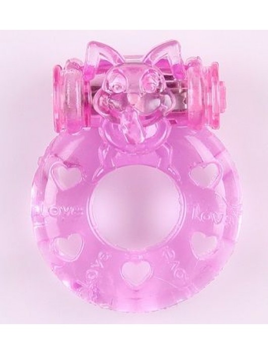 Розовое виброкольцо  Задорный кролик - White Label - в Королеве купить с доставкой