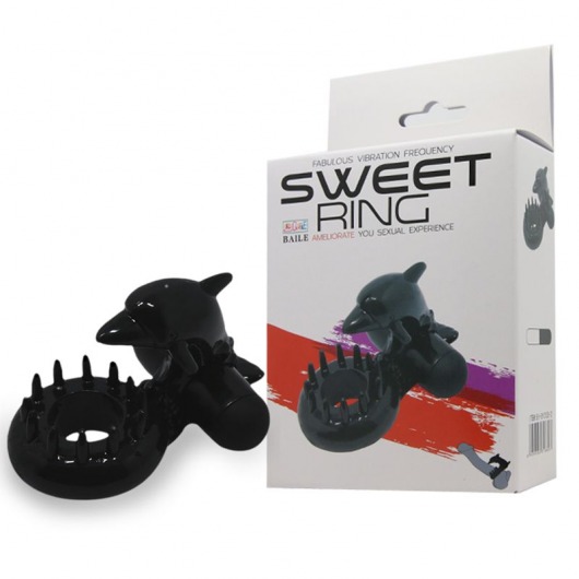 Чёрное эрекционное виброкольцо Sweet Ring с дельфинчиком - Baile - в Королеве купить с доставкой