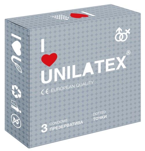 Презервативы с точками Unilatex Dotted - 3 шт. - Unilatex - купить с доставкой в Королеве