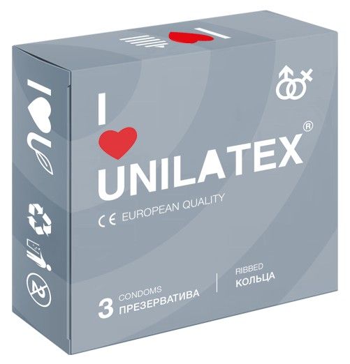 Презервативы с рёбрами Unilatex Ribbed - 3 шт. - Unilatex - купить с доставкой в Королеве