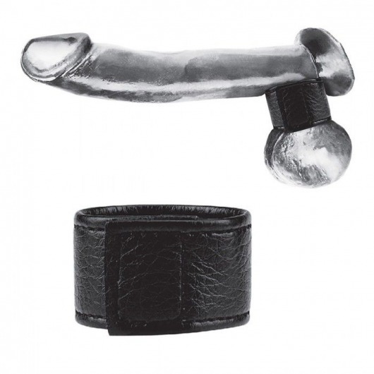 Чёрная утяжка на мошонку 1  Velcro Ball Stretcher - BlueLine - купить с доставкой в Королеве