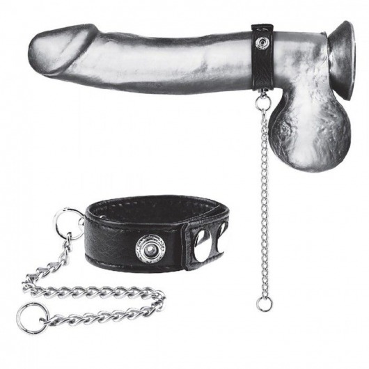 Утяжка на пенис с поводком Snap Cock Ring With 12  Leash - BlueLine - купить с доставкой в Королеве