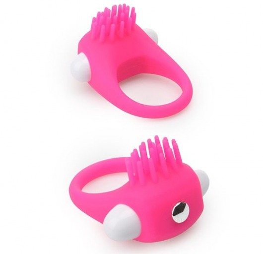Розовое эрекционное кольцо с щеточкой LIT-UP SILICONE STIMU RING 5 - Dream Toys - в Королеве купить с доставкой