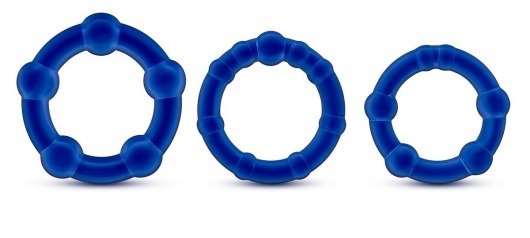 Набор из 3 синих эрекционных колец Stay Hard Beaded Cockrings - Blush Novelties - в Королеве купить с доставкой