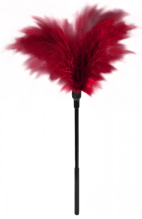 Пластиковая метелочка с красными пёрышками Small Feather Tickler - 32 см. - Blush Novelties - купить с доставкой в Королеве