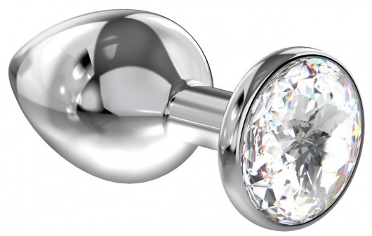Большая серебристая анальная пробка Diamond Clear Sparkle Large с прозрачным кристаллом - 8 см. - Lola Games - купить с доставкой в Королеве