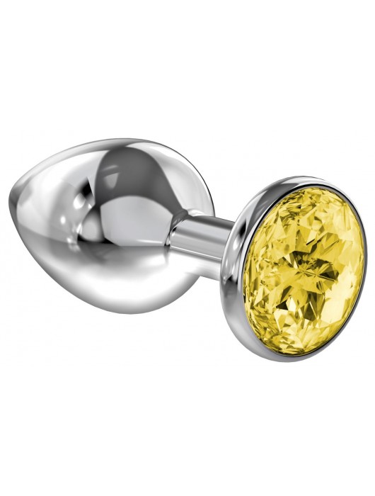Малая серебристая анальная пробка Diamond Yellow Sparkle Small с жёлтым кристаллом - 7 см. - Lola Games - купить с доставкой в Королеве