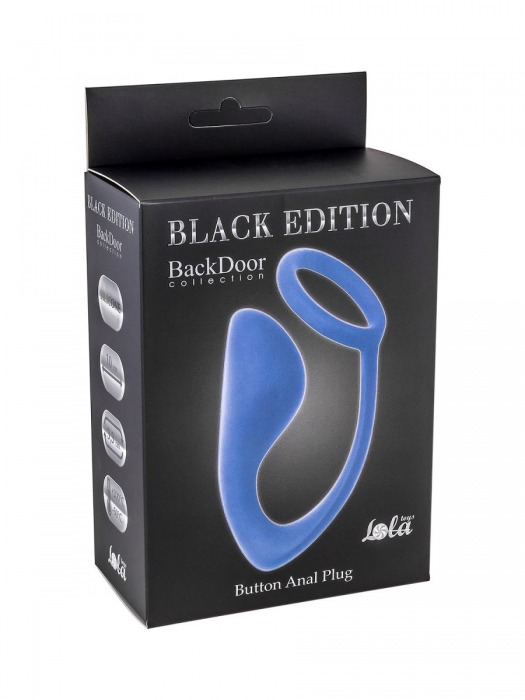 Синее эрекционное кольцо с анальной пробкой Button Anal Plug - Lola Games - в Королеве купить с доставкой
