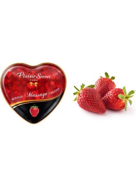Массажная свеча с ароматом клубники Bougie Massage Candle - 35 мл. - Plaisir Secret - купить с доставкой в Королеве